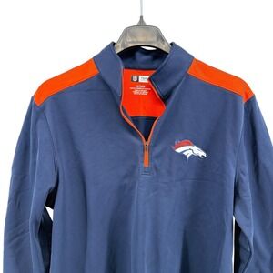 NFL Team Apparel Denver Broncos Pullover Sweatshirt Quarter Zip Sideline Mens XL